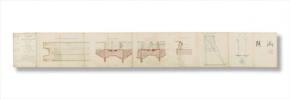 "Amélioration du cours de la Saône entre Port-sur-Saône et Lyon (Loi du 24 mars 1874). Avant-Projet des travaux à exécuter entre Apremont et Auxonne sur 40 kilomètres de longueur. Détails types des Barrages mobiles projetés à Heuilley et à Poncey." Plan, coupe et élévation. Signé de l'ingéneiur Variot et daté du 30 octobre 1878. © Région Bourgogne-Franche-Comté, Inventaire du patrimoine "Amélioration du cours de la Saône entre Port-sur-Saône et Lyon (Loi du 24 mars 1874). Avant-Projet des travaux à exécuter entre Apremont et Auxonne sur 40 kilomètres de longueur. Détails types des Barrages mobiles projetés à Heuilley et à Poncey." Plan, coupe et élévation. Signé de l'ingéneiur Variot et daté du 30 octobre 1878. © Région Bourgogne-Franche-Comté, Inventaire du patrimoine