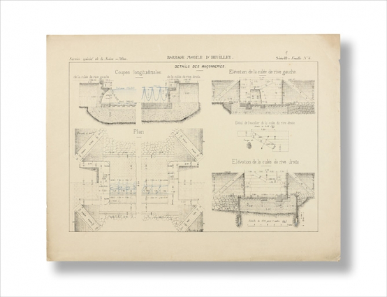 Barrage mobile d'Heuilley. Détail des maçonneries. 1886. © Région Bourgogne-Franche-Comté, Inventaire du patrimoine