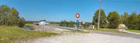 Vue d'ensemble du barrage depuis Charnay-lès-Chalon, rive gauche. © Région Bourgogne-Franche-Comté, Inventaire du patrimoine