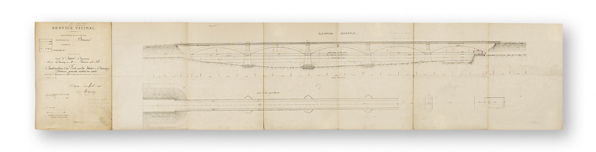 Construction d'un pont sur la Saône à Charrey. Elévation générale et plan du pont. Dessin daté du 5 avril 1887. © Région Bourgogne-Franche-Comté, Inventaire du patrimoine