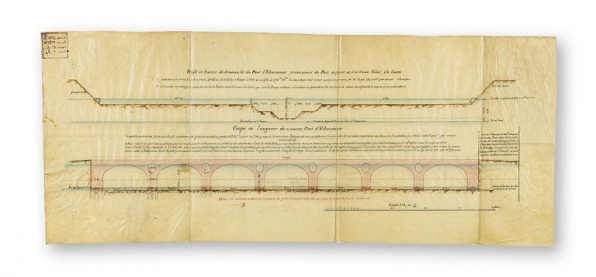 Profil en travers du Nouveau lit du Pont d'Echavannes. Coupe en longueur du nouveau Pont d'Echavannes. © Région Bourgogne-Franche-Comté, Inventaire du patrimoine Profil en travers du Nouveau lit du Pont d'Echavannes. Coupe en longueur du nouveau Pont d'Echavannes. © Région Bourgogne-Franche-Comté, Inventaire du patrimoine