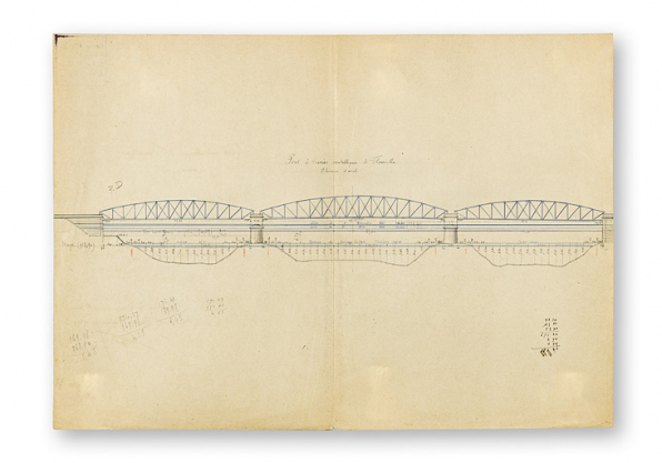 Elévation d'aval du pont métallique de Fleurville. 1899. © Région Bourgogne-Franche-Comté, Inventaire du patrimoine