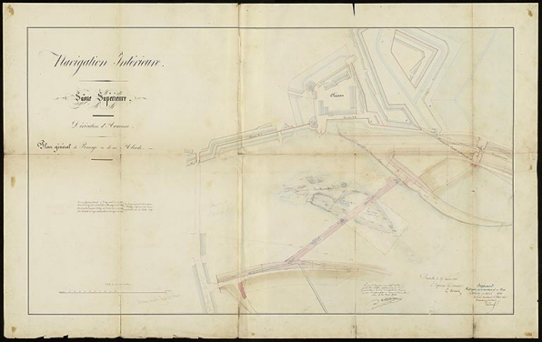 Plan général du barrage et de ses abords. 1840. © CD21/F.PETOT/2020