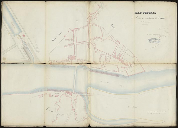 Plan général des perrés à construire à Losne et de leurs abords. 1838. © CD21/F.PETOT/2020