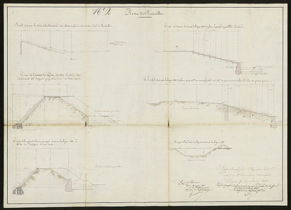 Port de Pontailler. [Coupes et profils]. 1835. © CD21/F.PETOT/2020