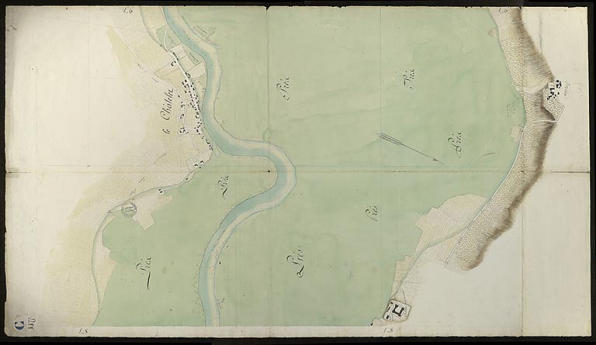 Plan n°16 du cours de la rivière sur les territoires ddu Châtelet et de Bonnencontre. © CD21/F.PETOT/2020