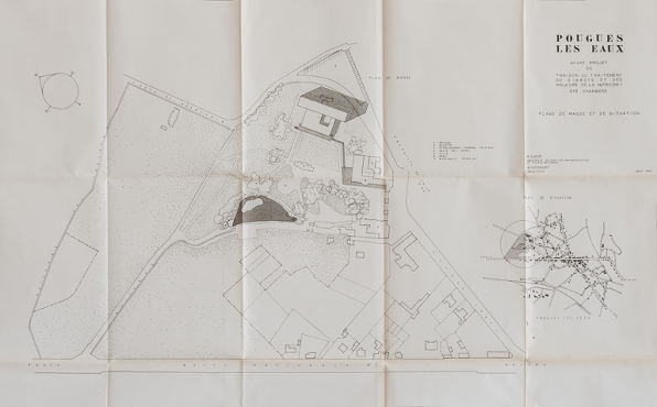 Avant-projet d'une maison du diabète dans le parc thermal, plan de situation (1960). © Région Bourgogne-Franche-Comté, Inventaire du patrimoine