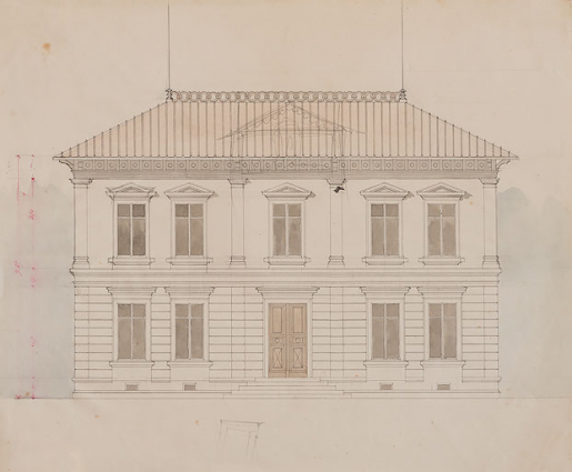 Projet du groupe A, façade (vers 1858-1862). © Région Bourgogne-Franche-Comté, Inventaire du patrimoine