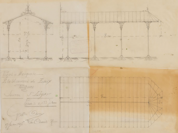 Projet de marquise (1896) par Gallié Aîné. © Région Bourgogne-Franche-Comté, Inventaire du patrimoine