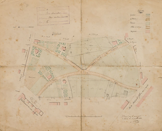 Plan de situation de la demeure dans le Parc Chevalier (1884). © Région Bourgogne-Franche-Comté, Inventaire du patrimoine