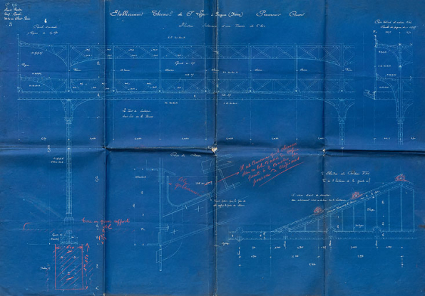 Promenoirs d'Ernest Panz (1895) : détails de l'assemblage des fermes métalliques. © Région Bourgogne-Franche-Comté, Inventaire du patrimoine