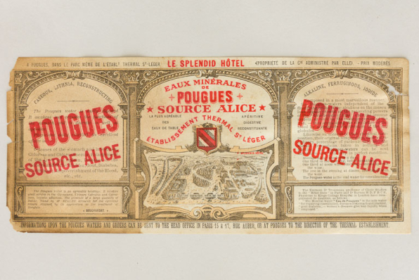 Étiquette d’une bouteille d’eau de la source Alice de Pougues (vers 1910-1920). © Région Bourgogne-Franche-Comté, Inventaire du patrimoine