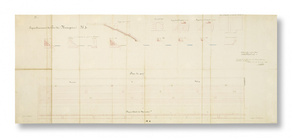 Agrandissement du Port des Messageries. Plan et coupes. 1843. © Région Bourgogne-Franche-Comté, Inventaire du patrimoine