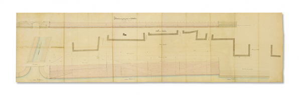 Projet d'amélioration et d'agrandissement du port St Jean ou port des marchandises à Chalon. Plan détaillé et élévation du port. 1852. © Région Bourgogne-Franche-Comté, Inventaire du patrimoine