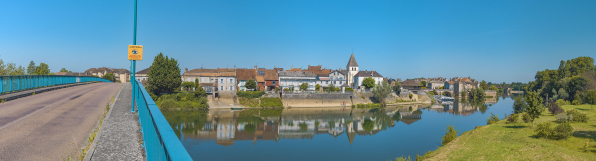 Vue générale de la ville de Verdun-sur-le-Doubs. © Région Bourgogne-Franche-Comté, Inventaire du patrimoine