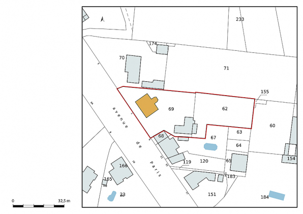 Plan-masse et de situation, extrait du plan cadastral (2021). © Région Bourgogne-Franche-Comté, Inventaire du patrimoine