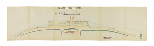 Plan. Ecluse de Gigny. Campagne de 1939. © Région Bourgogne-Franche-Comté, Inventaire du patrimoine