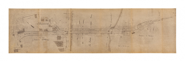 Projet de construction d'un pont en maçonnerie sur la Saône à Chauvort. Dessin, 1er mai 1911. © Région Bourgogne-Franche-Comté, Inventaire du patrimoine