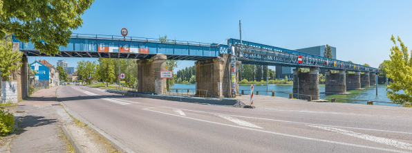 Le viaduc des Dombes : vu d'aval, rive droite. © Région Bourgogne-Franche-Comté, Inventaire du patrimoine