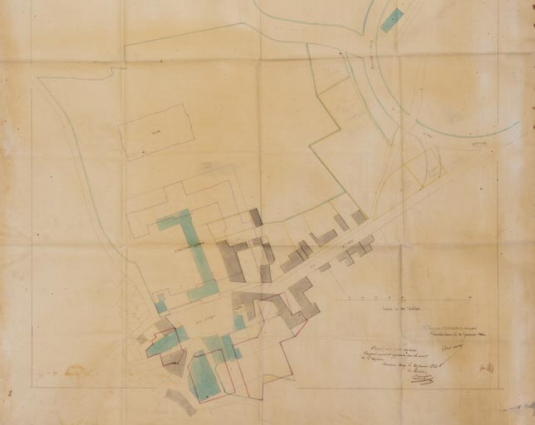 Plan des parcelles à acquérir pour la mise en œuvre du projet de Lambert (30 janvier 1852). © Région Bourgogne-Franche-Comté, Inventaire du patrimoine