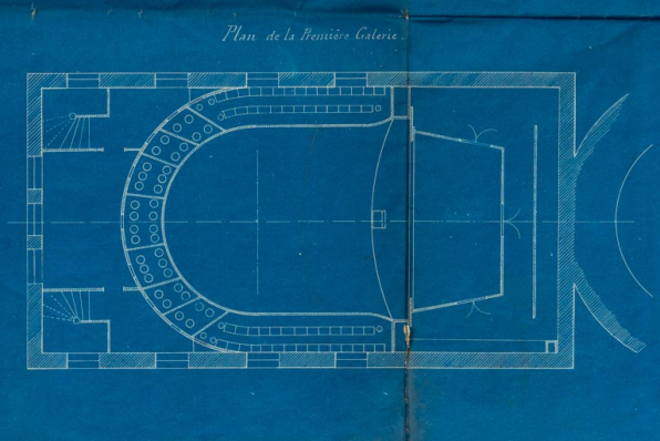 1721. Ville de Semur. Théâtre. Projet d’aménagement. [Détail :] Plan de la première galerie. S.d. [1903 ?]. © Région Bourgogne-Franche-Comté, Inventaire du patrimoine