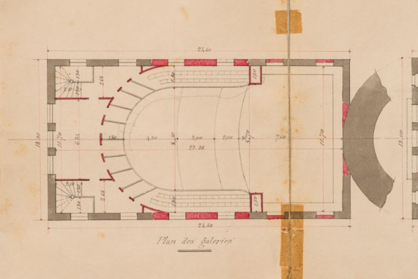 Théâtre de Semur. Projet de reconstruction. [Détail :] Plan des galeries. 10 mai 1902. © Région Bourgogne-Franche-Comté, Inventaire du patrimoine