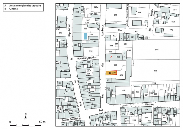 Plan-masse et de situation. Extrait du plan cadastral, 2021, section AC, 1/1 000. © Région Bourgogne-Franche-Comté, Inventaire du patrimoine