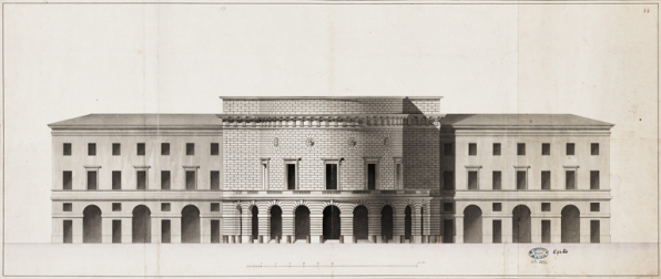 [Variante du 3e projet de Cellerier à l'emplacement du couvent des jacobines. Elévation]. S.d. [1787]. © Région Bourgogne-Franche-Comté, Inventaire du patrimoine