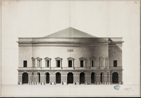 [3e projet de salle de spectacle de Cellerier en 1787 à l'emplacement du couvent des jacobines : élévation]. 5 décembre 1787.  © Région Bourgogne-Franche-Comté, Inventaire du patrimoine