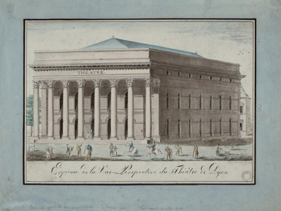 Esquisse de la vue-perspective du théâtre de Dijon. 1811. © Région Bourgogne-Franche-Comté, Inventaire du patrimoine