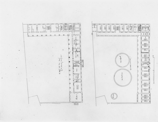 Projet de François Agnéty présenté au Conseil des Bâtiments civils en septembre 1836, plan du rez-de-chaussée et plan du premier étage. © Archives nationales