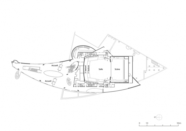Plan au 3e étage (niveau 12,60 m). D'après un plan non daté fourni par l'Opéra de Dijon. © Région Bourgogne-Franche-Comté, Inventaire du patrimoine Plan au 3e étage (niveau 12,60 m). D'après un plan non daté fourni par l'Opéra de Dijon. © Région Bourgogne-Franche-Comté, Inventaire du patrimoine
