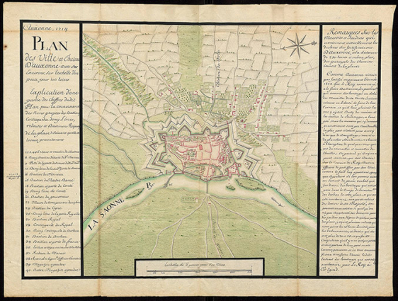 Plan de la ville et du château d'Auxonne. 1714. © Service historique de la Défense Plan de la ville et du château d'Auxonne. 1714. © Service historique de la Défense