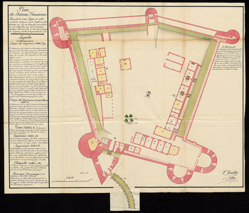 Plan du chateau d'auxonne. Pour servir aux projets de 1763. © Service historique de la Défense Plan du chateau d'auxonne. Pour servir aux projets de 1763. © Service historique de la Défense