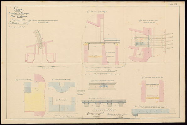 Projet pour 1828 : pont levis pour la Porte Royale. 1828. © Service historique de la Défense