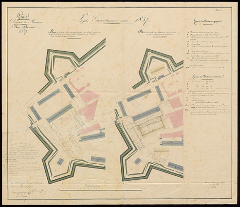 Projets pour 1837 [projet de construction de bâtiments pour compléter le casernement de cavalerie]. 1836. © Service historique de la Défense