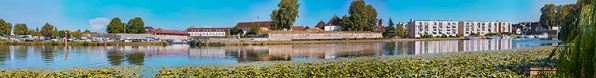 Le front de Saône depuis la rive droite de la rivière. © Région Bourgogne-Franche-Comté, Inventaire du patrimoine
