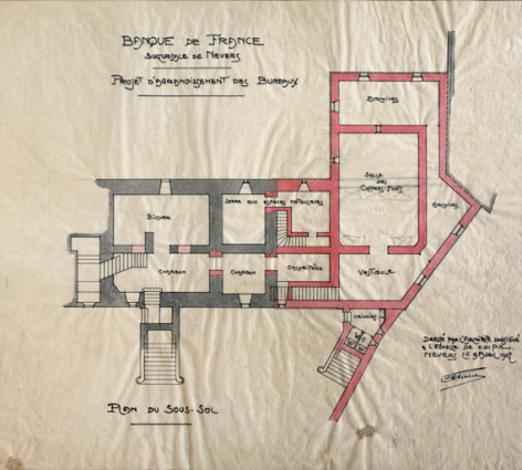 Plan du sous-sol, projet d'extension (9 avril 1907). © Région Bourgogne-Franche-Comté, Inventaire du patrimoine