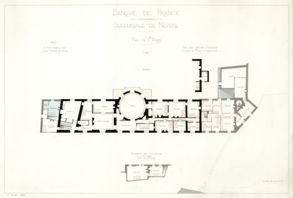 Plan du premier étage (1896). © Archives historiques de la Banque de France, Paris