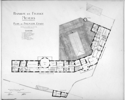 Plan du premier étage (30 novembre 1927). © Archives historiques de la Banque de France, Paris