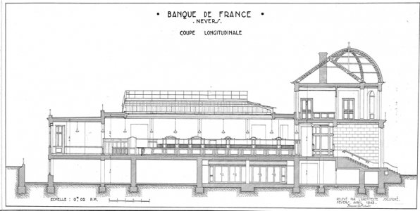 Coupe longitudinale (avril 1943). © Archives historiques de la Banque de France, Paris