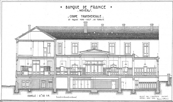 Coupe transversale (avril 1943). © Archives historiques de la Banque de France, Paris