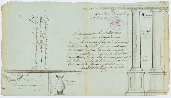 [Proposition de décor pour la salle de spectacle]. S.d. [an 13 (1805) ?]. © Région Bourgogne-Franche-Comté, Inventaire du patrimoine