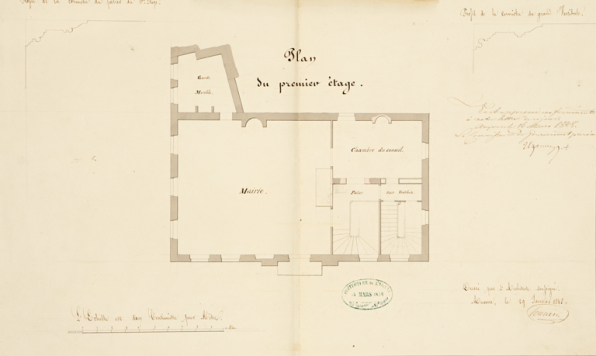 Ville de Brienon. Réparations à l'hôtel de ville. Plan du 1er étage. 29 janvier 1848. © Région Bourgogne-Franche-Comté, Inventaire du patrimoine