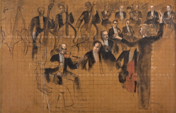 Esquisse pour la peinture côté jardin : orchestre. © Région Bourgogne-Franche-Comté, Inventaire du patrimoine