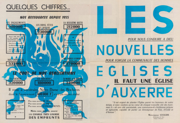 Les nouvelles église d'Auxerre, recto, 1965.  © Région Bourgogne-Franche-Comté, Inventaire du patrimoine