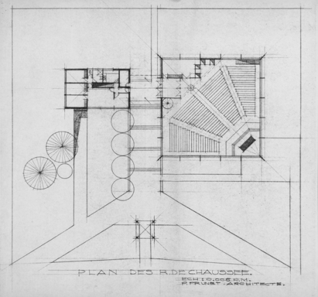 Plan du rez-de-chaussée, 1958.  © Région Bourgogne-Franche-Comté, Inventaire du patrimoine