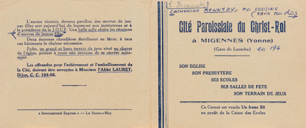 Carnet de timbres de la cité paroissiale du Christ-Roi. Couverture. © Région Bourgogne-Franche-Comté, Inventaire du patrimoine