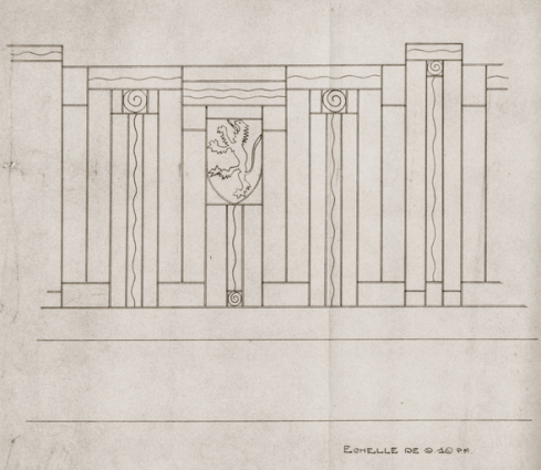 [Mur de clôture et de sa grille. Détail]. S.d. [1939]. © Région Bourgogne-Franche-Comté, Inventaire du patrimoine