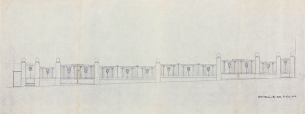 [Mur de clôture et de sa grille. Ensemble]. S.d. [1939]. © Région Bourgogne-Franche-Comté, Inventaire du patrimoine